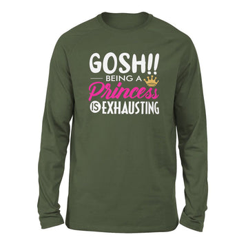 Gosh!! Being A Pricess Is Exhausting Men/Unisex Drop Shoulder Sweatshirt in Military Green color